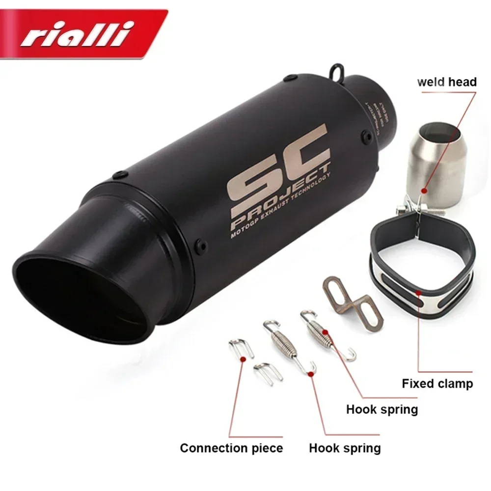 51mm Universal Motorcycle Exhaust SC Muffler Silencer Steel With DB Killer-project For Z800 Z900 R3 R25 CBR600 S1000RR MT07 MT09