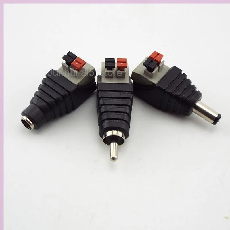 2Pcs DC Male Female Professional Jack Press Plug RCA Connector Cable Plug Adapter for Speaker CCTV Audio LED light E4