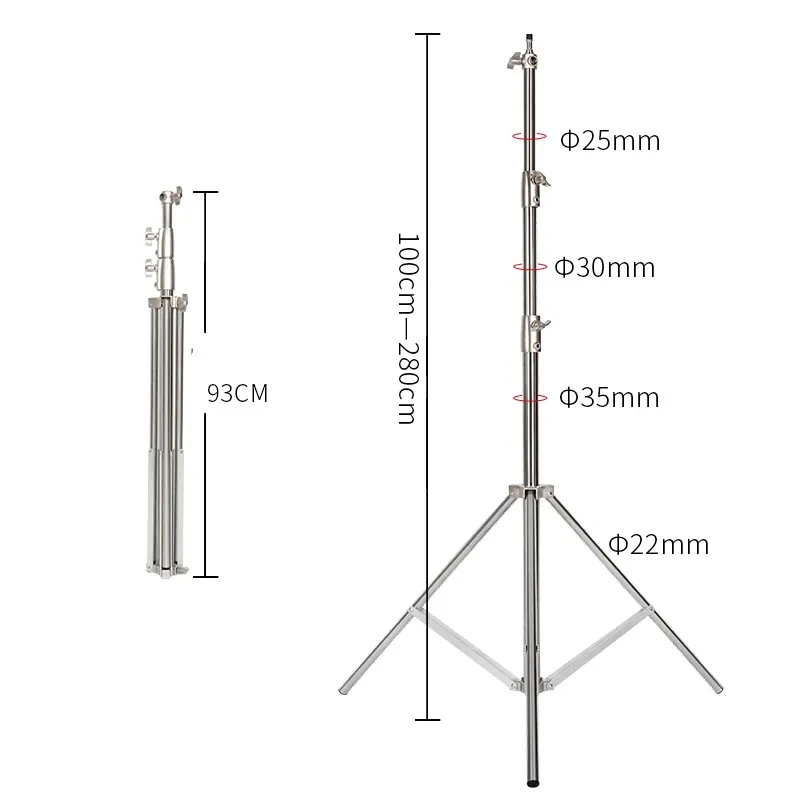 Photography Tripod 280CM Stainless Steel Air Pressure Lighting Stand For Projector Camera Ring Light Live Youtube and Softbox