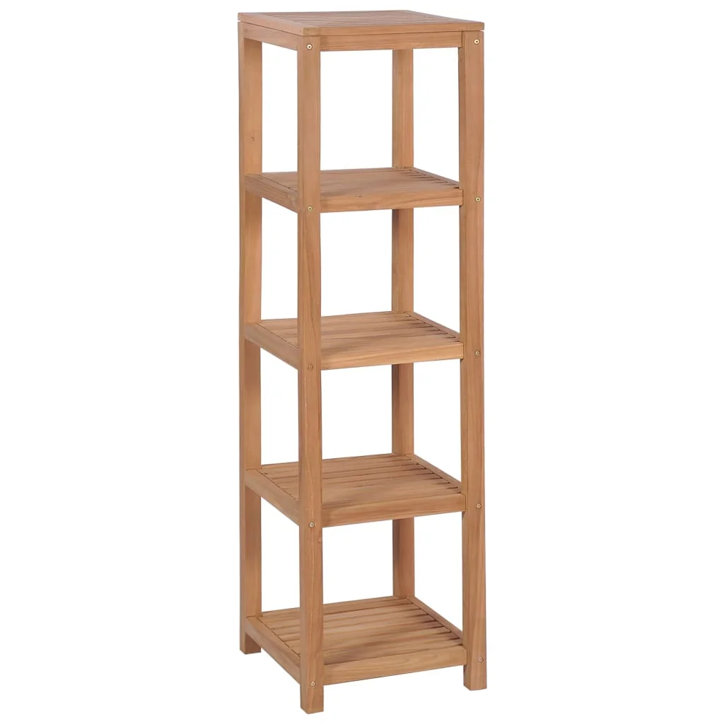 4-stufiges Badezimmer-Aufbewahrungsregal aus massivem Teakholz, 42x42x165 cm, offenes Industrieregal für Wohnzimmer und Home-Office