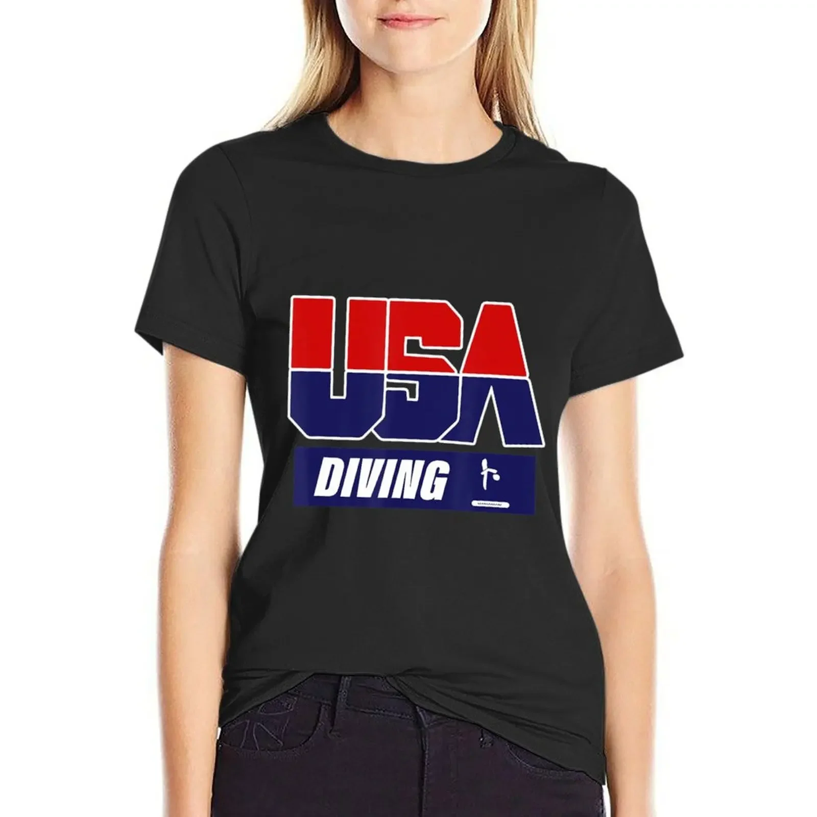 Diving 2021 Usa T-Shirt Blouse cute tops t-shirt dress for Women long