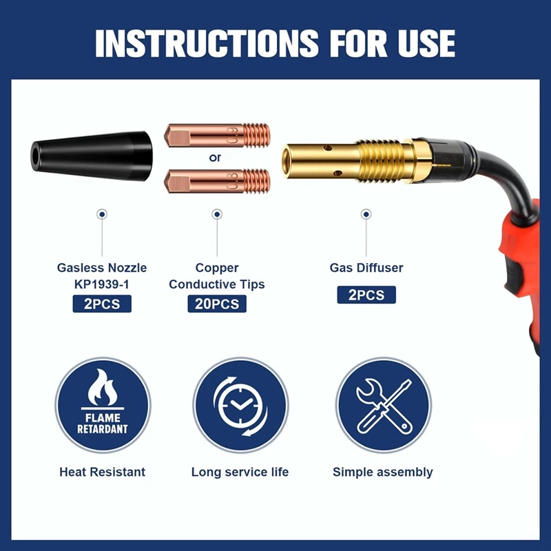 Flux Core Airless Nozzle Kit Flux Core Welder Flux Welder Contact Tip Airless Nozzle Gas Diffuser For Weldinggun Kit