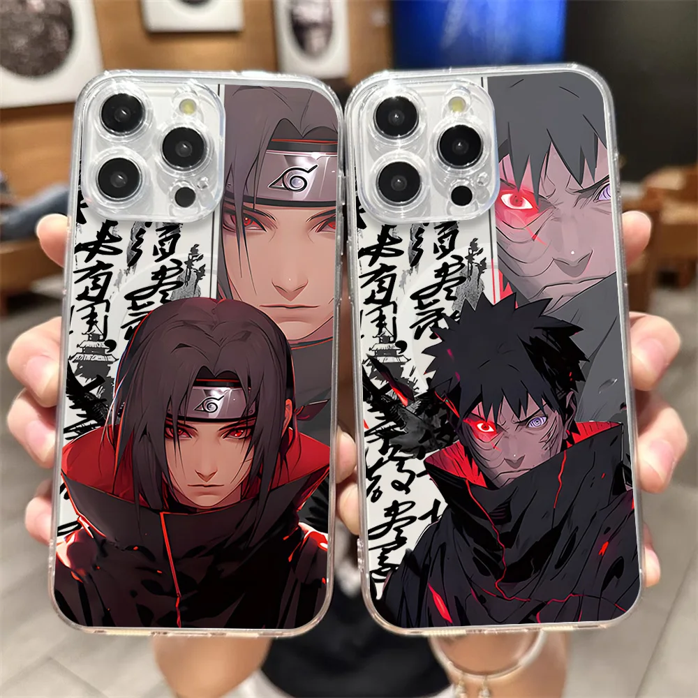 Phone Case for iPhone 12 11 13 14 15 16 Max Pro Plus Cartoon N-NARUTO Akatsuki Transparent Magsafe Magnetic Wireless Cover