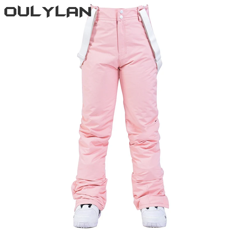 

Oulylan Ski Pants Men Women Windproof Waterproof Winter Thicken Snow Pants Outdoor Sports Snowboarding Breathable Strap Trousers