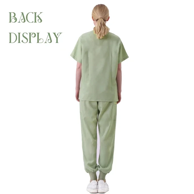 Scrubs Uniform Suit Short Sleeve V-neck Tops+jogger Pants Set Nursing Uniform Women Multicolor Pet Doctor Scrub Medical Workwear