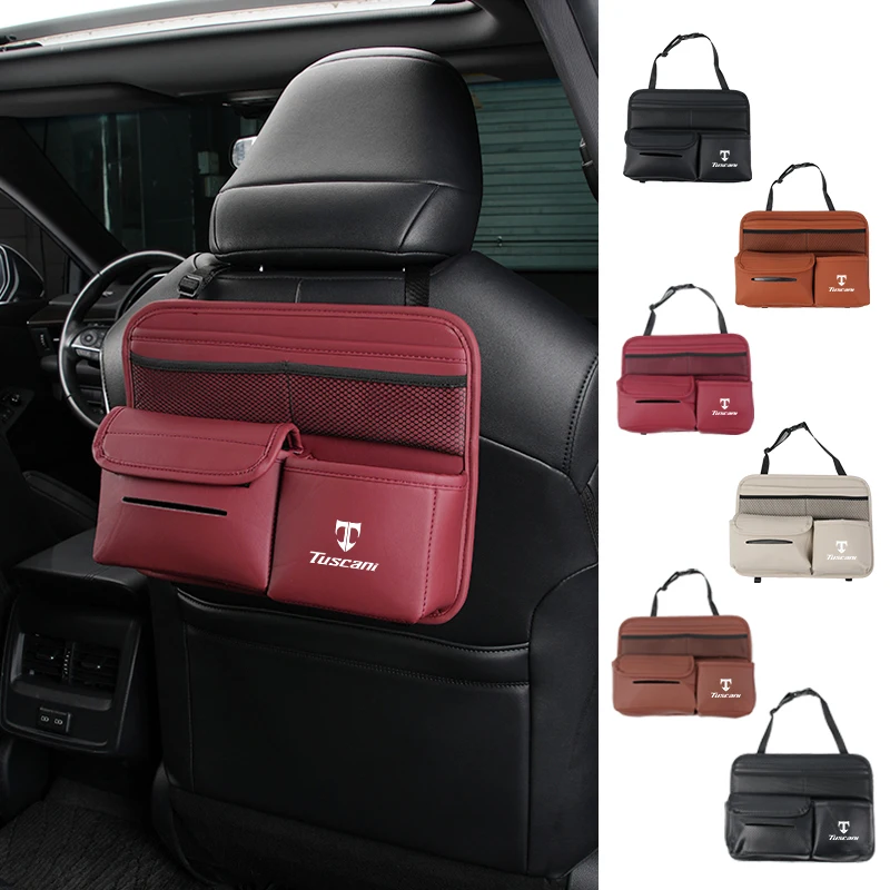 Car Seatback Storage Bag Backseat Organizer Tissue Box Cup Holder Accessories For Hyundai Tuscani Coupe Tiburon Santa