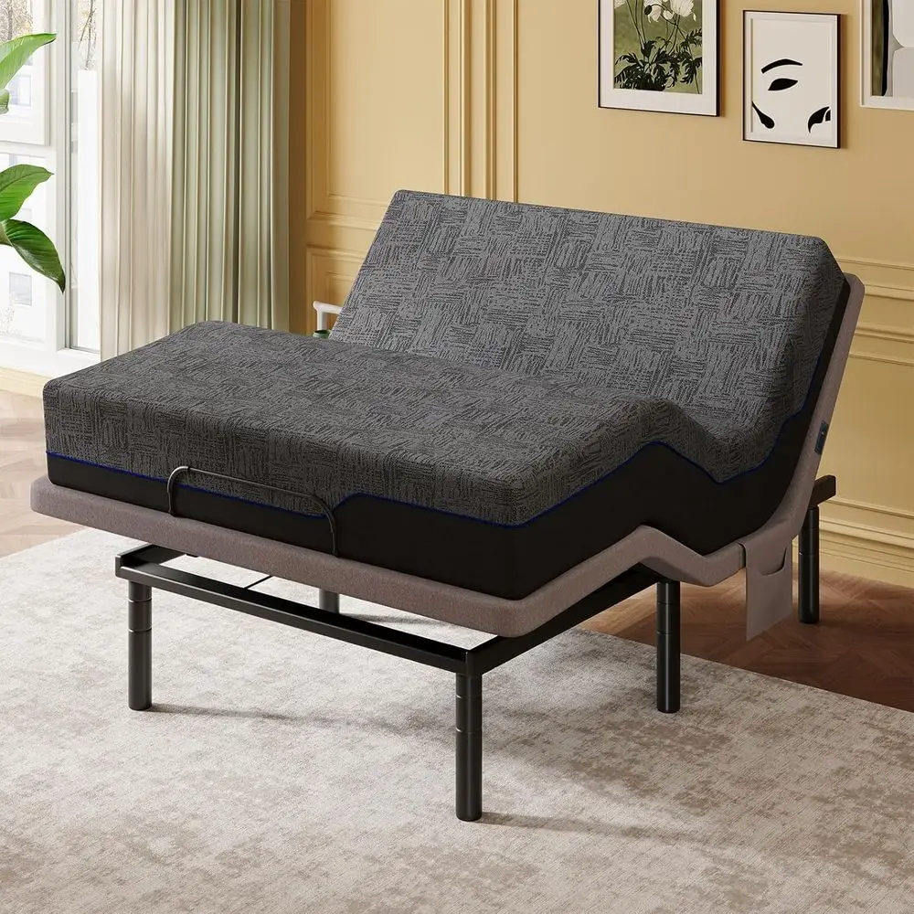 إطار سرير كهربائي قابل للتعديل بحجم كوين أمادا، تصفية صفر، وضع الجاذبية، إمالة الرأس/القدم، 4 منافذ USB، جهاز تحكم عن بعد لاسلكي، سهل