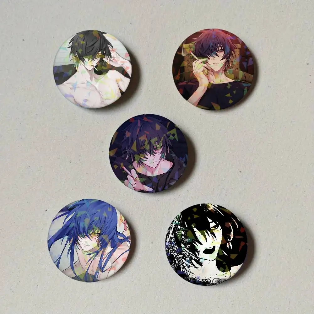 S-Slow Damage Towa Round Exquisite Laser Badge Brooches Creative Pins For Clothes Hat Backpack Gift Accessories