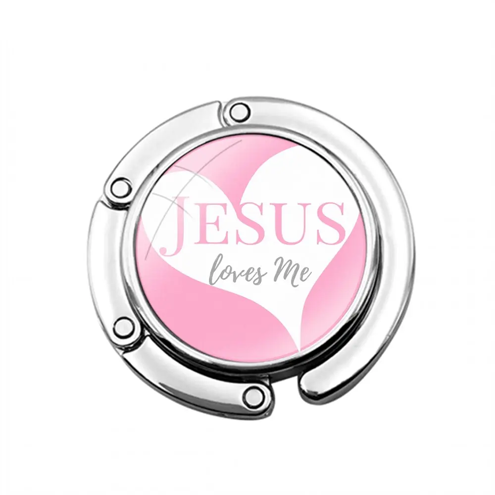 i love Jesus Christianity Bible Foldable Purse Hook for Women's Table Handbag Storage Folding Decor Table Hook