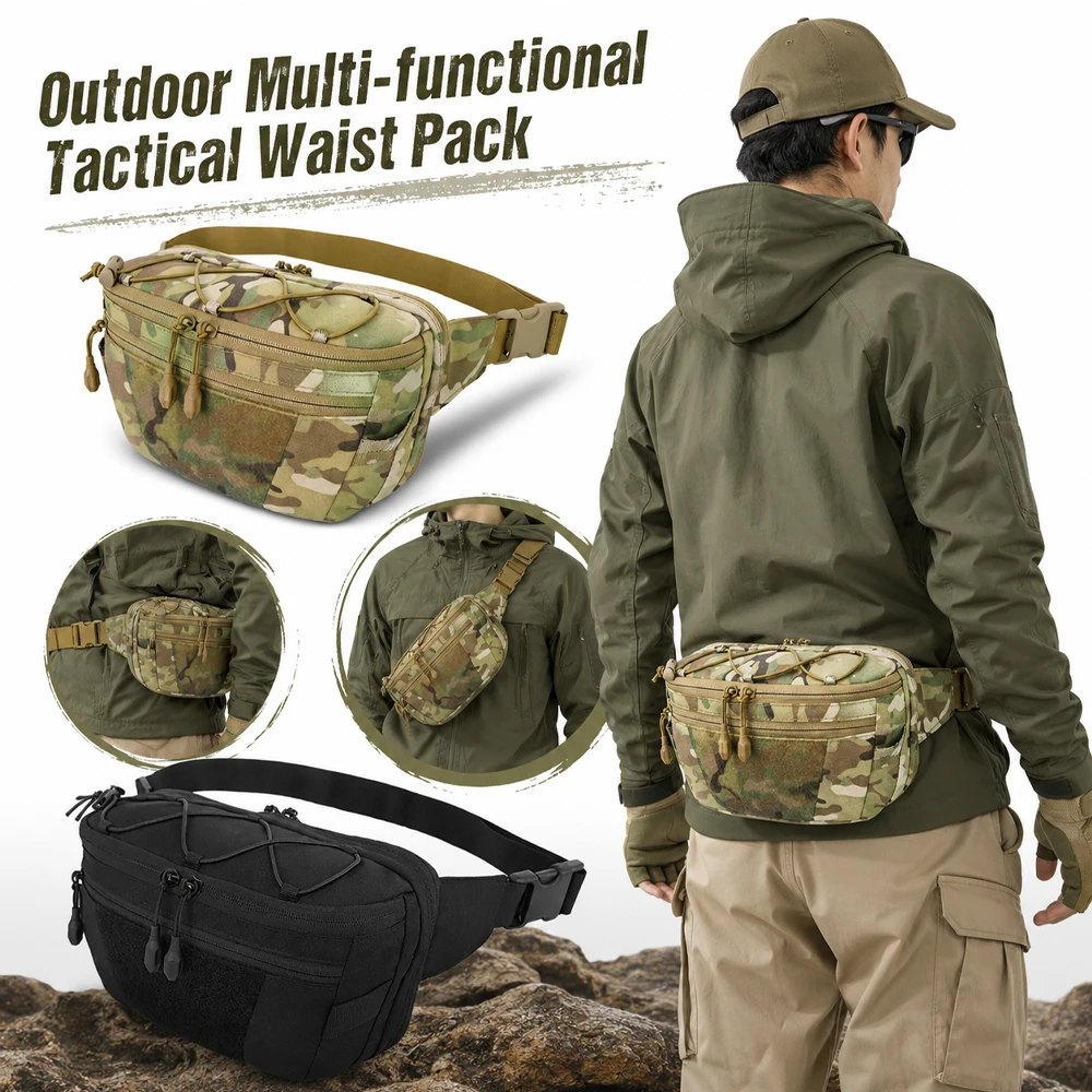 

Outdoor Multifunction Tactical Waist Bag Concealed Carry Chest Pack Durable Crossbody Sling Pouch Sports Storage Bag
