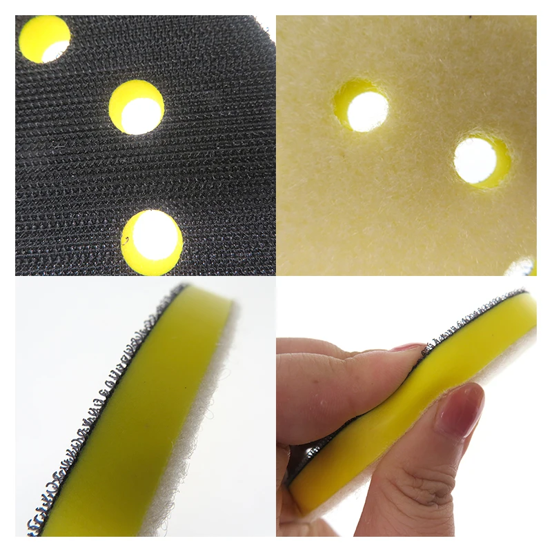 3Pcs 5inch PU Foam Interface Pad Saver Orbital Sander Sponge Cushion Pad 123mm,Hook Loop Replacement 8 Hole Pad for Polishing