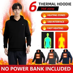 New Portable Charger Heated Hoodie Unisex USB 5V/2V Pullover Custom Hoodie Winter Sports Sweater Constant Temperature Warm Tops