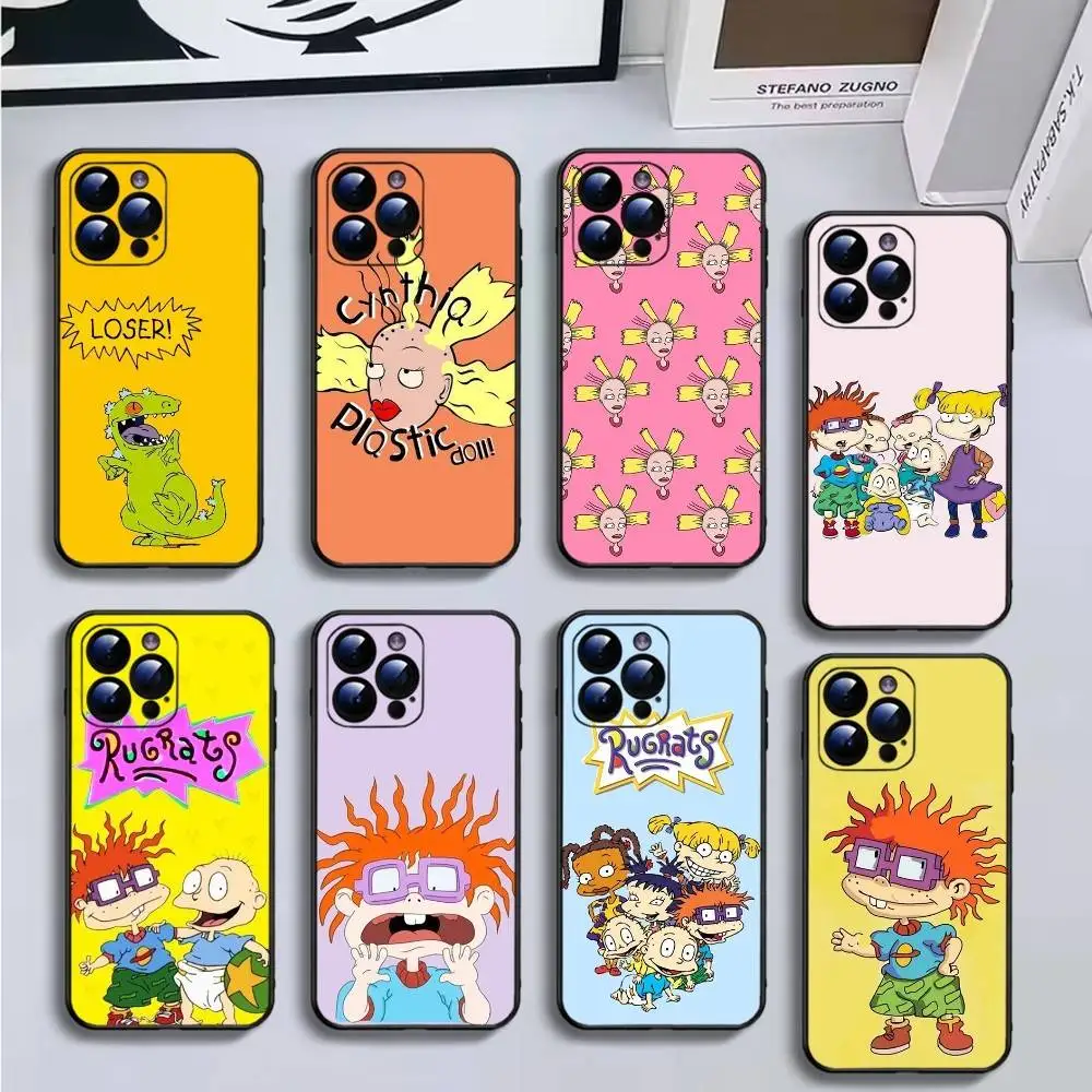 

Cartoon R-Rugrat Phone Case For iPhone17,16,15,14,13,12,11 Plus,Pro Max,Soft Black Cover