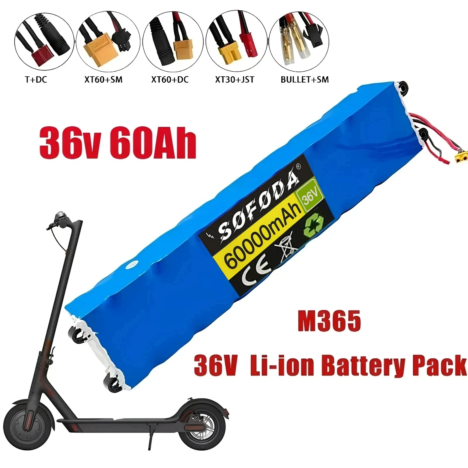 

10S3P 36V 60000mAh 36v Electric Scooter Battery Pack 18650 Lithium M365 Electric Scooter 36v Battery Scooter