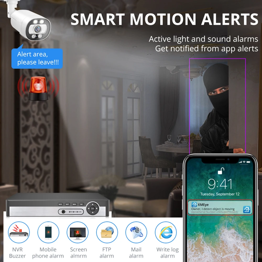 8CH 4K 5MP POE Security AI Camera System Face Detect 8MP CCTV Record Surveillance Protection Kit Color Night Vision NVR