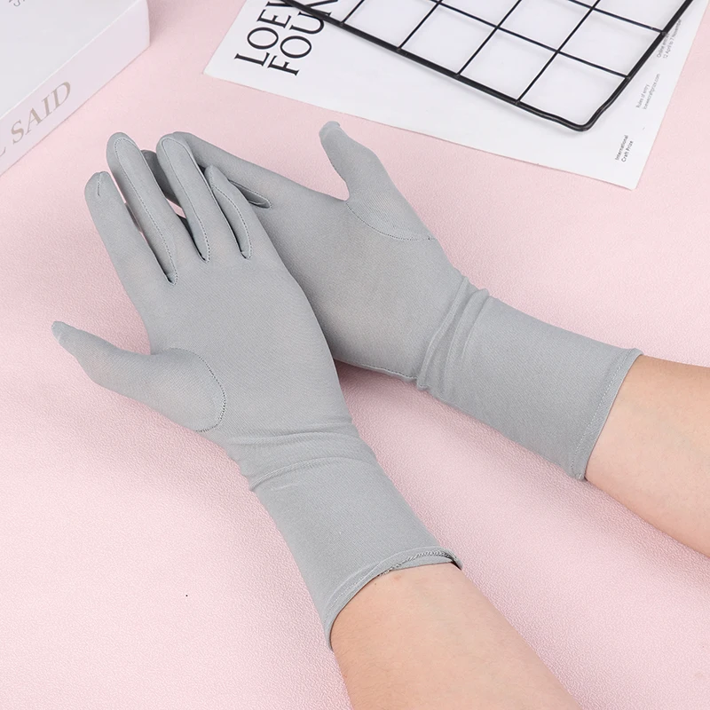 31 سنتيمتر متوسطة طويلة قفازات مطرزة النساء واقية من الشمس القيادة قفازات تمتد المضادة للأشعة فوق البنفسجية تنفس قفاز الربيع الصيف رقيقة قفازات