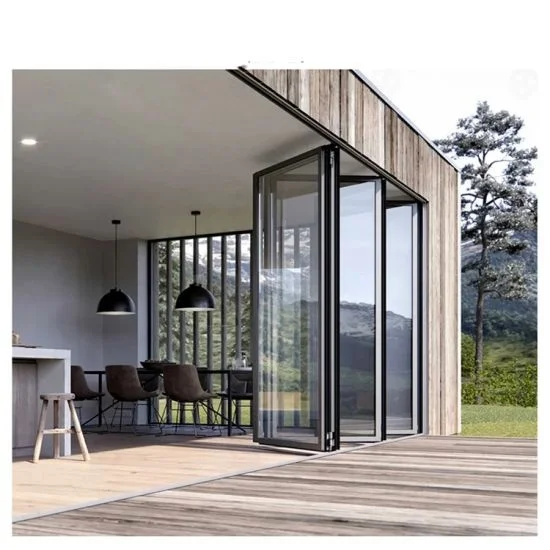 Puertas exteriores DN para el hogar, puerta de aluminio con rotura térmica, puertas plegables de vidrio para Patio, puertas de acordeón de bajo consumo