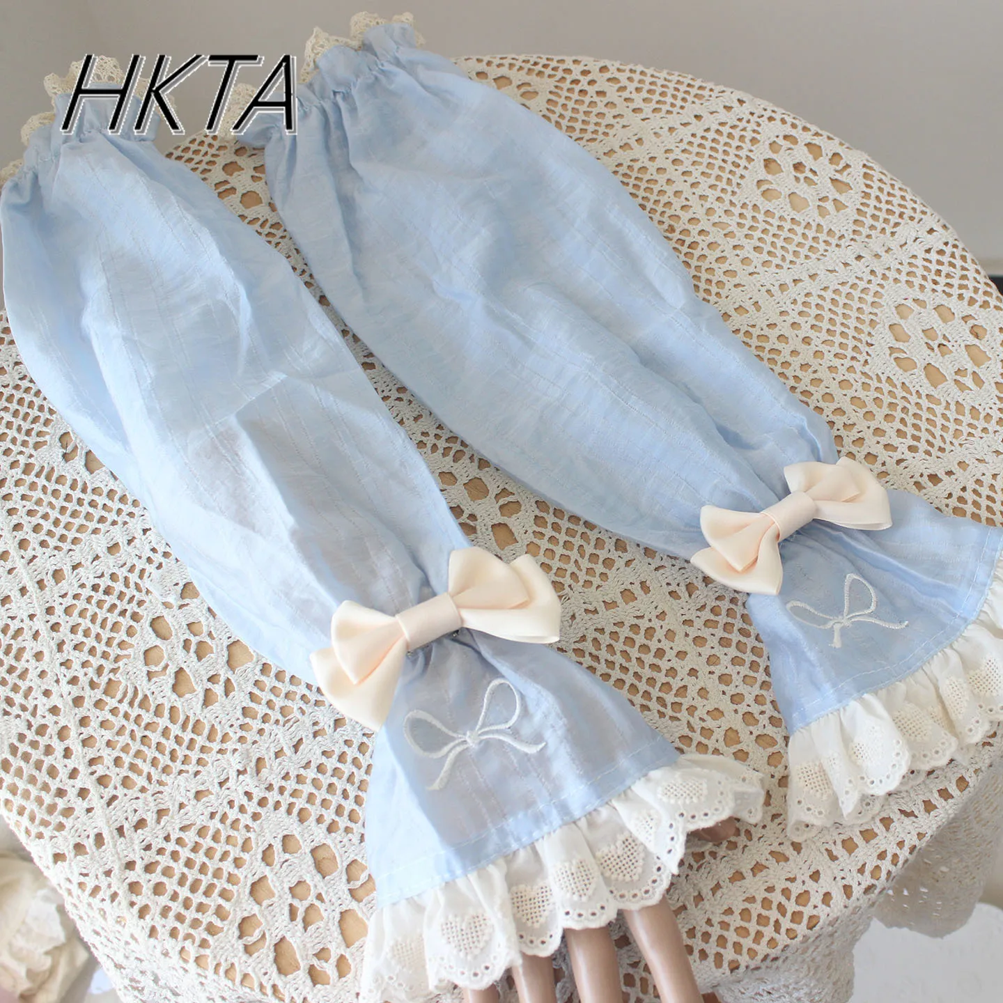 

Ручная работа Kawaii Lolita, хлопок, белый рукав, аксессуары для косплея, женские милые и милые универсальные прямые рукава с бантом для женщин