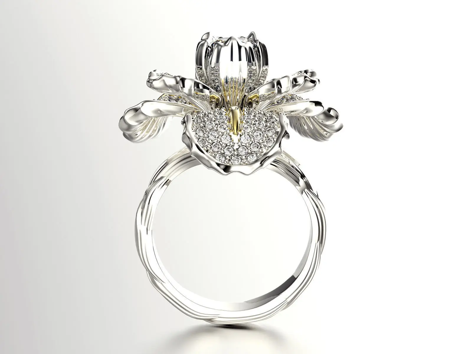 S925 Sterling Silber Zweifarbiger Ring mit Mikro-Pavé-Diamanten und Blauer Topas-Blume, Perfekt für den Alltag und Dates – Detail 6