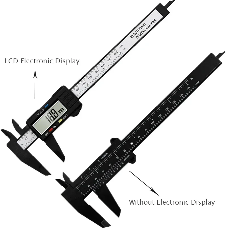 1PC Plastic Vernier Caliper Digital Display Caliper Mini Text Play Caliper Student Vernier Ruler 0 to 150mm Measuring Tool