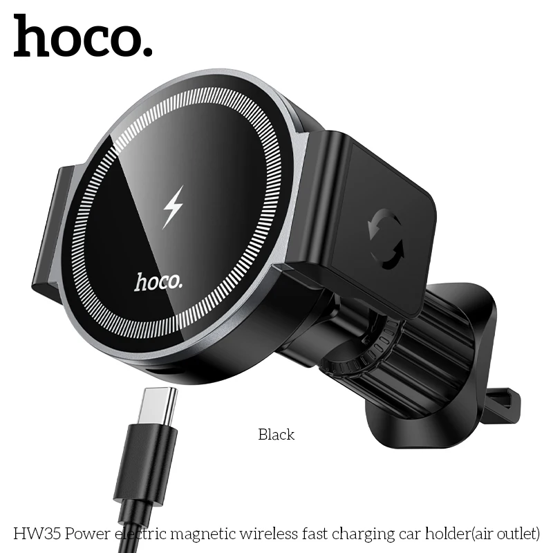 

HOCO HW35 Magnetic Wireless Fast Charging Car Holder In Car Air Outlet Mobile Phone 15W Fast Chargers For Iphone Android Phone