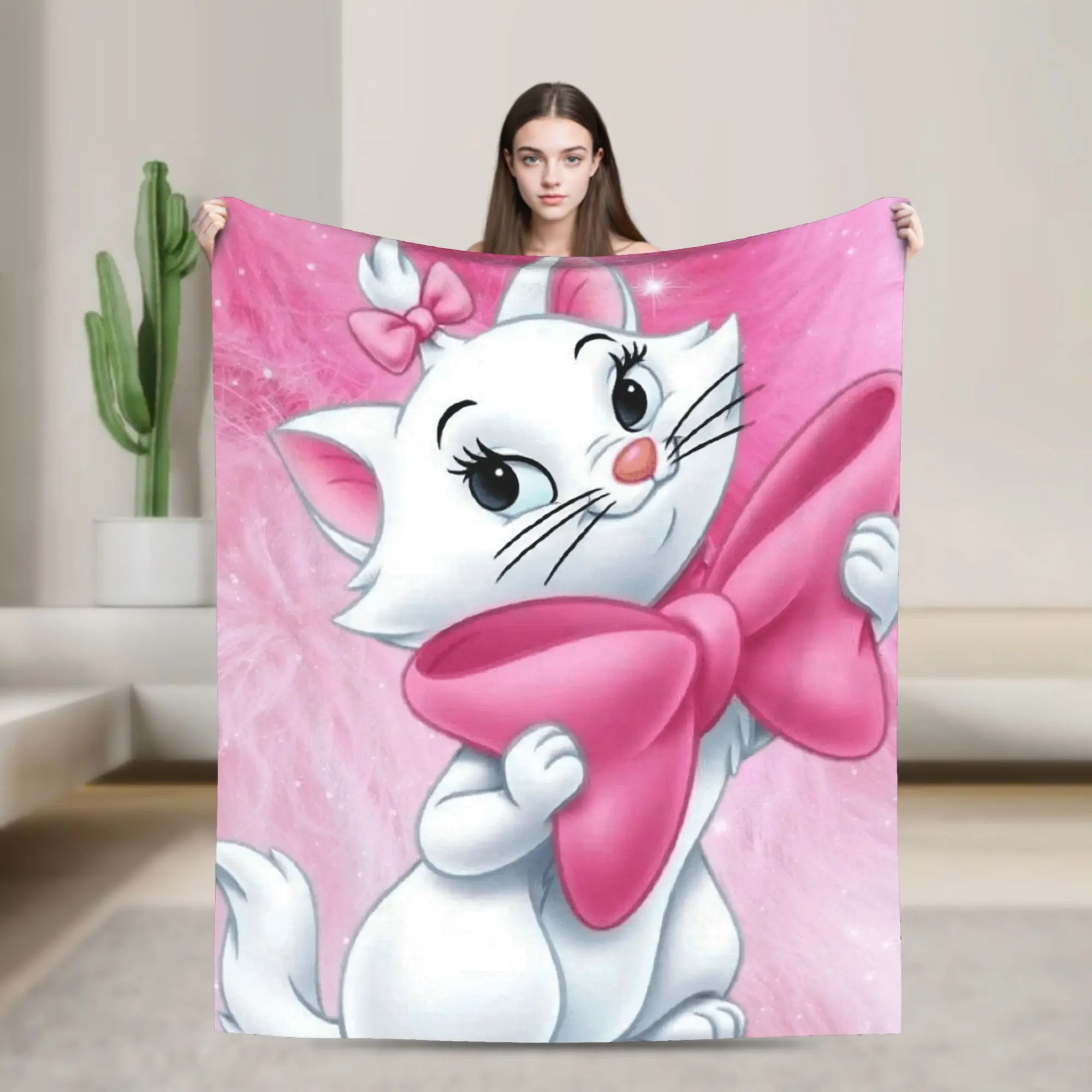 

Maries Cat Warm Blanket Girls Boys Plush Throw Blanket Aesthetic Couch Chair Flannel Bedspread Sofa Bed Cover
