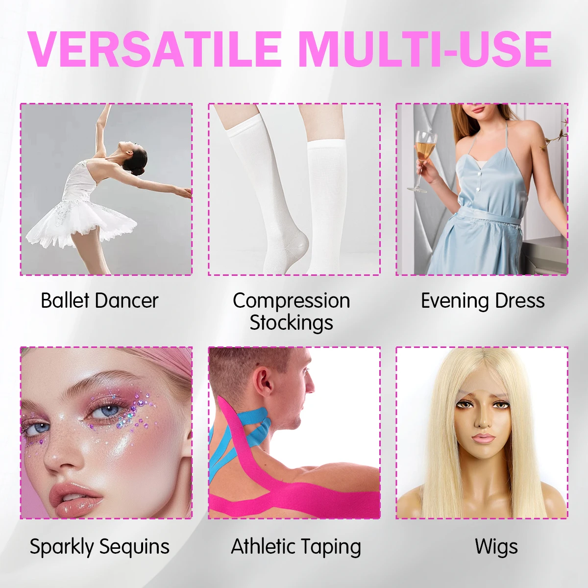 Cinta adhesiva Invisible antideslizante para el cuerpo, cintas adhesivas de doble cara, autoadhesivas transparentes para sujetador, ropa, peluca, vestido, camisa, pegamento transparente