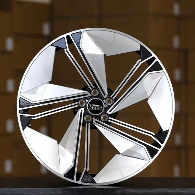 New Rizo Forged Aluminium Alloy 5615F 18/19/21Inch Staggered 5-112 66.5 BLACK+Milling Face China Wheel Rim For Audi 4 Pieces