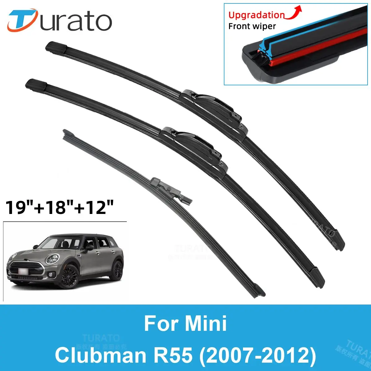 

3PCS Car Wiper Blades for 2007-2012 Mini Clubman R55 Rear Windshield Wipers Double Rubber Car Accessories 2009 2010 2011 2012