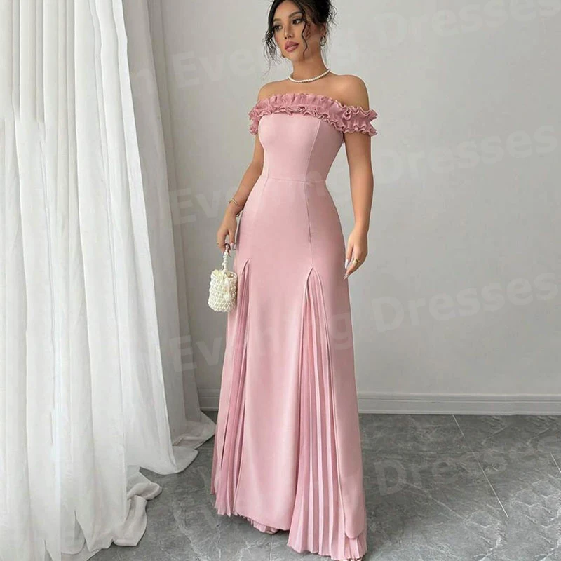 

Simple Mermaid Women's Evening Dresses Customized Off The Shoulder Backless Prom Gowns Sleeveless Vestidos De Fiesta Elegantes