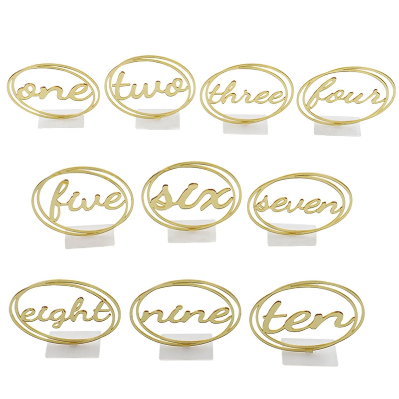 Acrylic Mirror Golden Round Wreath English Digital Wedding Seat Card Desktop Oraft Ornaments