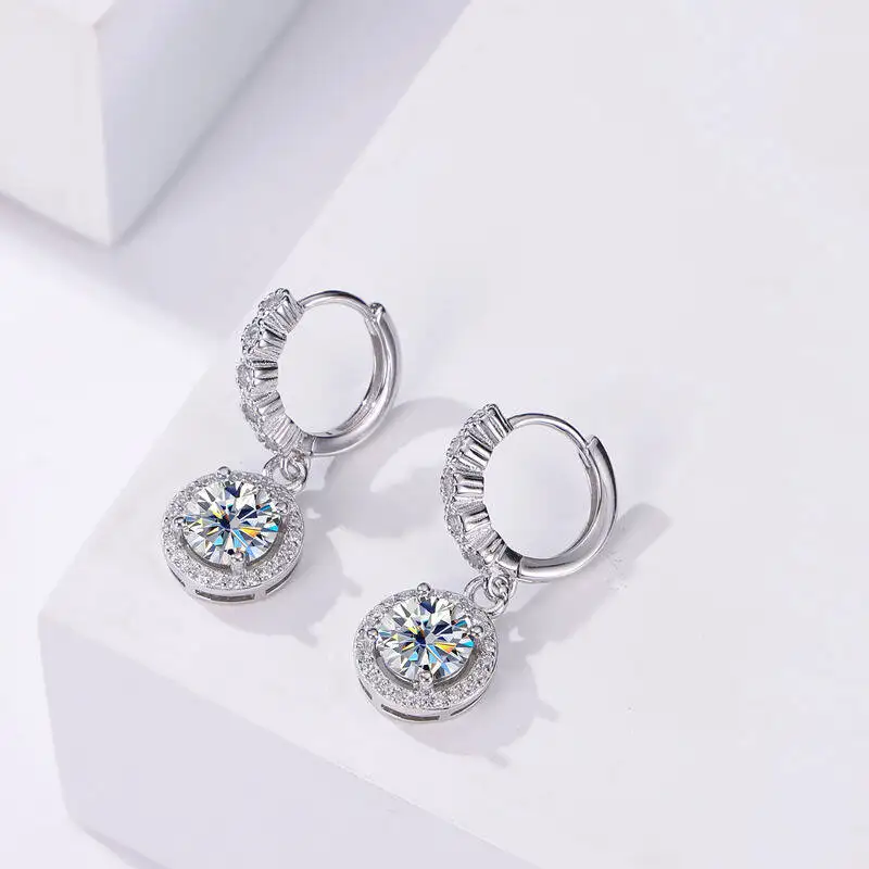 

Серьги JoiasHome Classic Round 1CT-3CT с муассанитом цвета D, серебро 925 пробы, элегантные модные украшения для женщин, подарок на День святого Валентина
