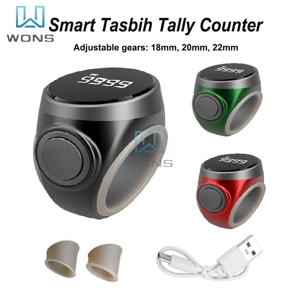 Smart Tasbih Tally Counter Ring for Muslims Bluetooth-Compatible Zikr Digital Tasbeeh Prayer Time Reminder Waterproof Counter