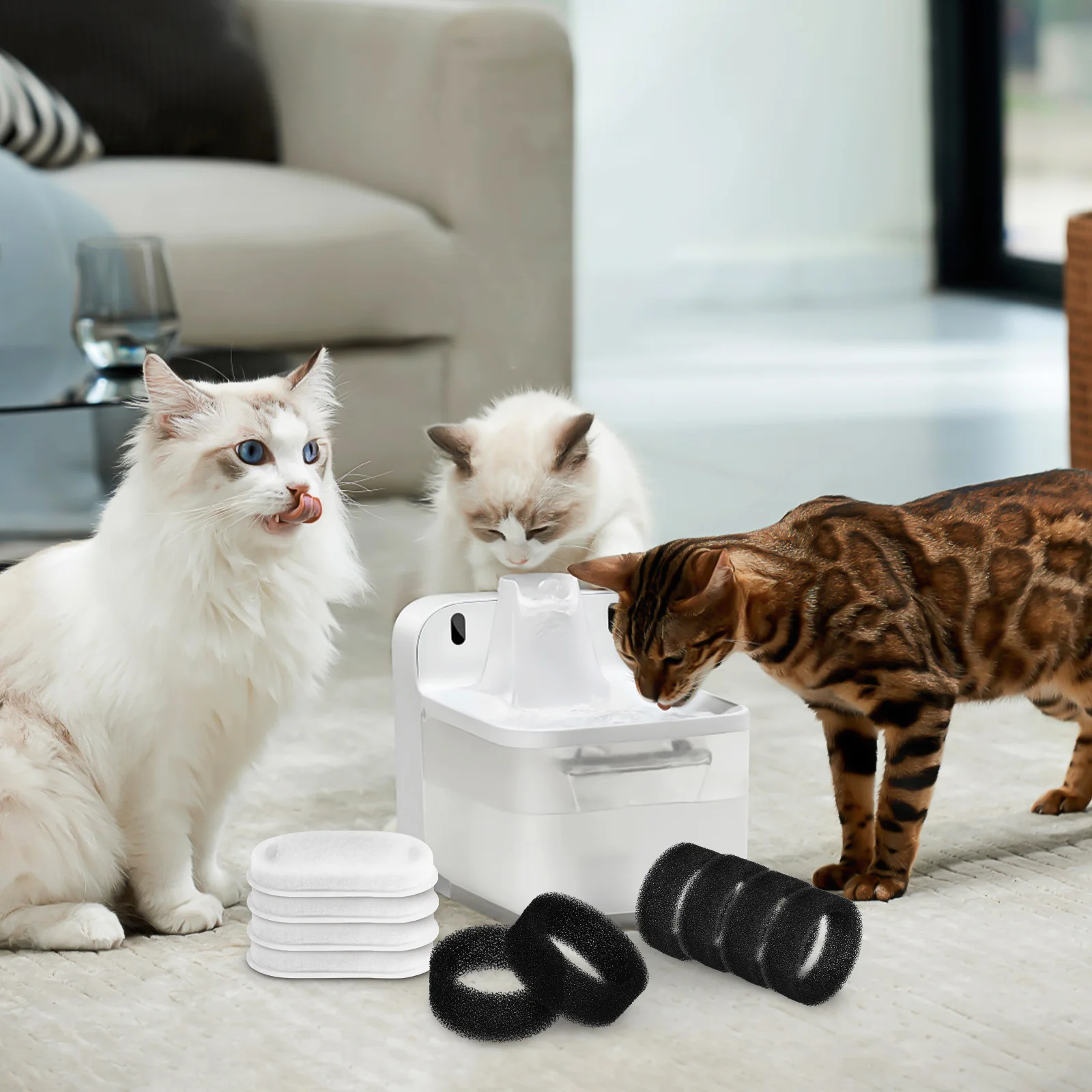 

1Set Filters for Pet Water Fountain Cat Dog Fountain Filter Replacement Purifies Water Removes Hair Debris Convenient