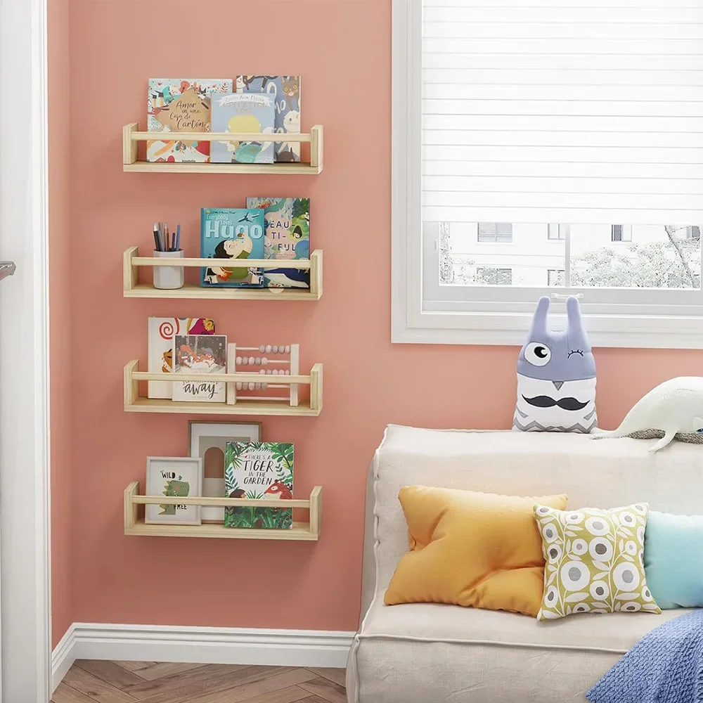 Figurine Display Rack 3pcs Wooden Wall Mounted Storage Rack Living Room Decoration Floating Storage Rack Study Small Bookshelf