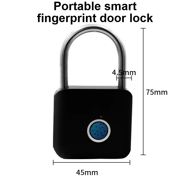 

2026 NEW Circle/Square Fingerprint Lock Keyless Smart Padlock Waterproof Door Lock Portable Anti-theft Padlock Zinc