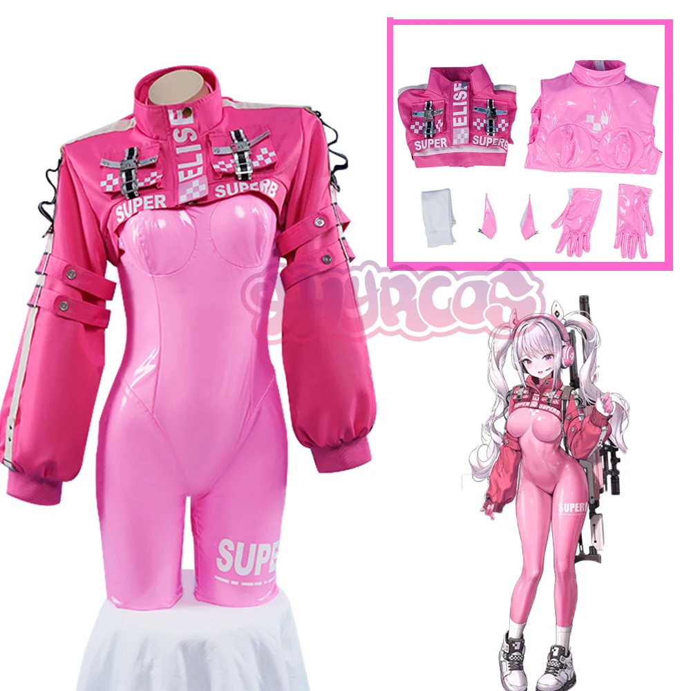 Sexy Alice Cosplay Nikke Cosplay Costume Victory Pink Jumpsuit Earphone Prop Halloween Costume Women Headwear gloves accessories