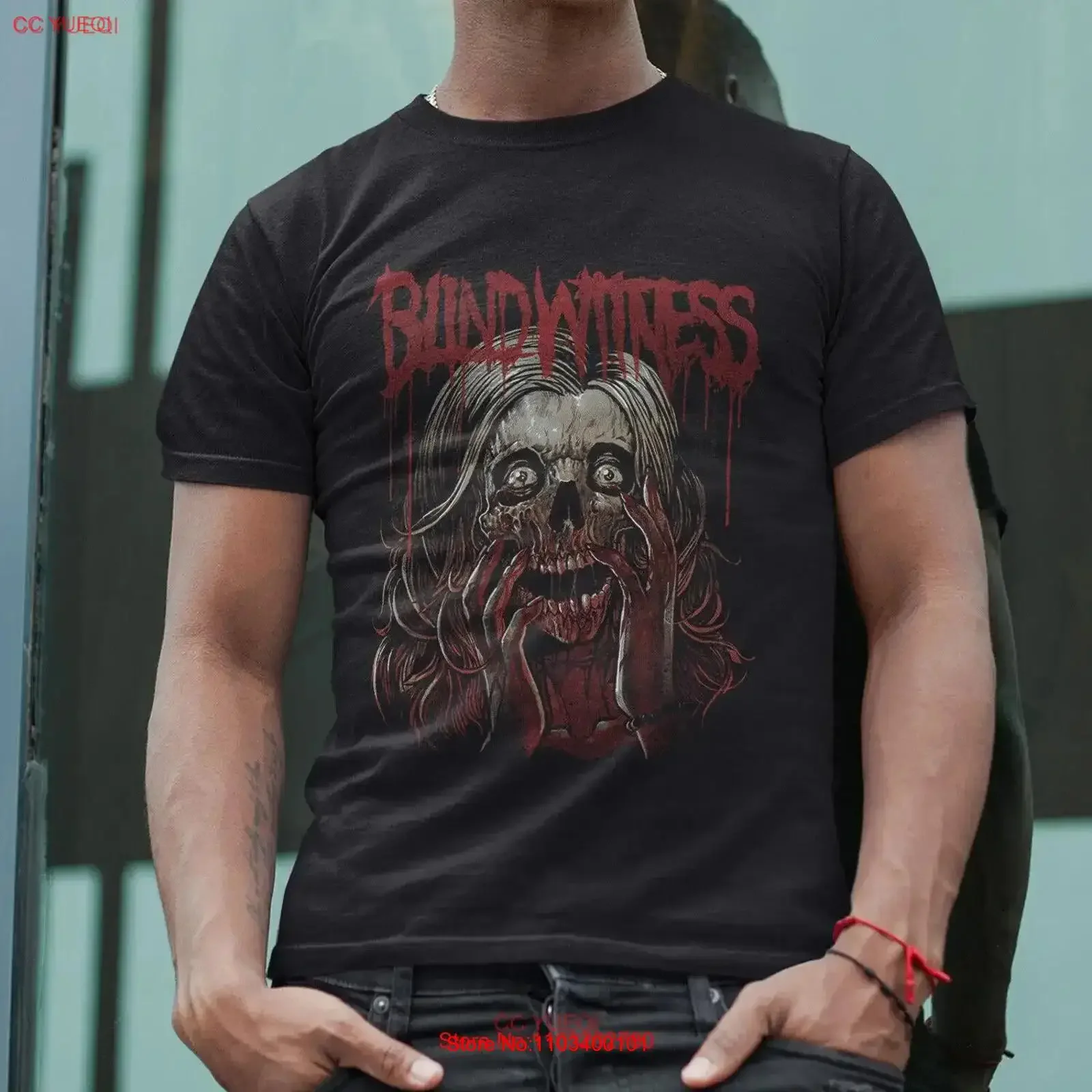 T-shirt de groupe de metalcore Blind Witness Horror Specter, vintage, avec graphique délavé, décontracté, polyvalent, confortable pour un usage quotidien