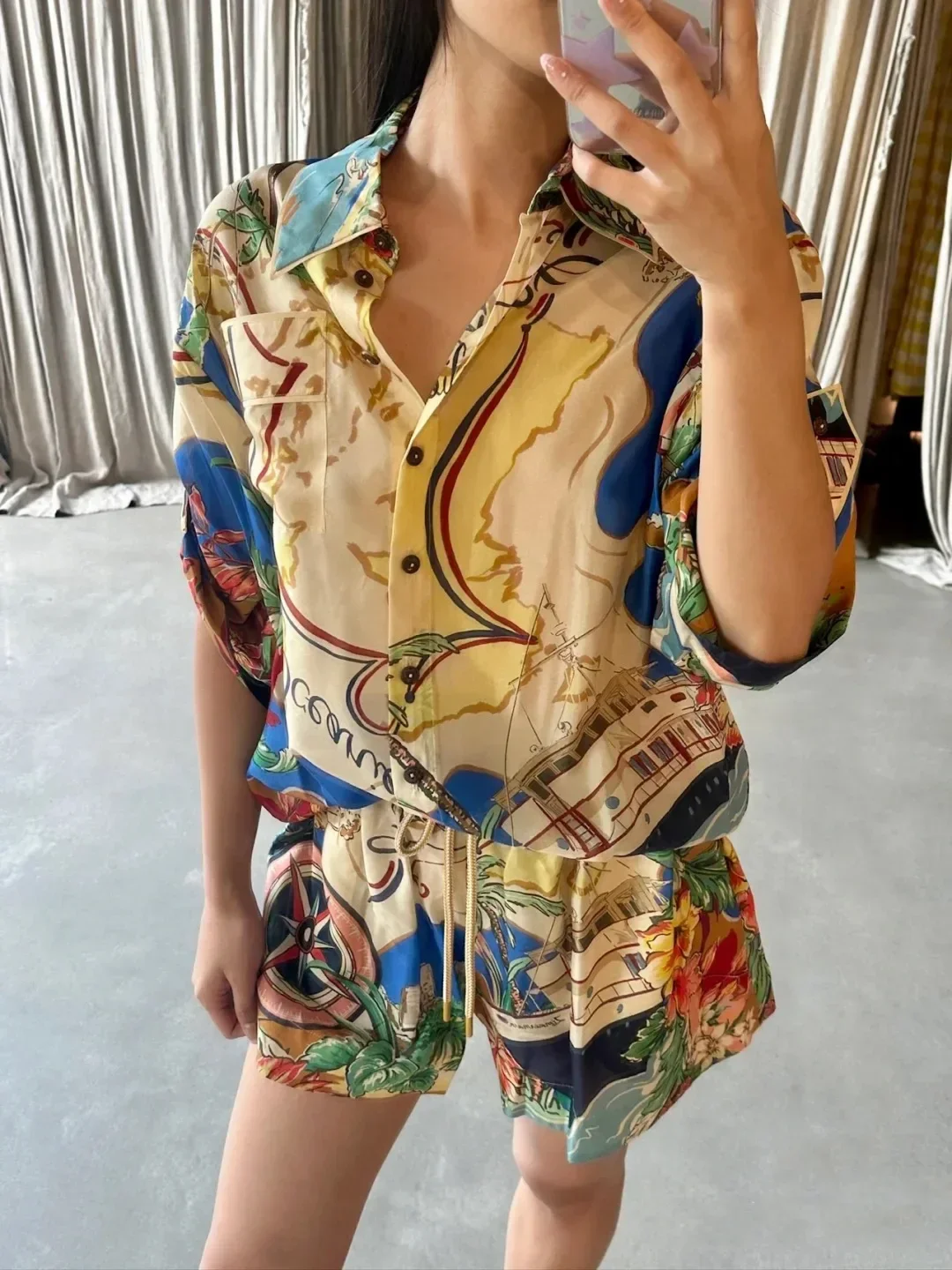 

New Trend 2024 Holiday Style Print Casual Women Energetic Long Sleeve Lady Modern Shirts Chic Ladies Slim Elegant Female Shirts