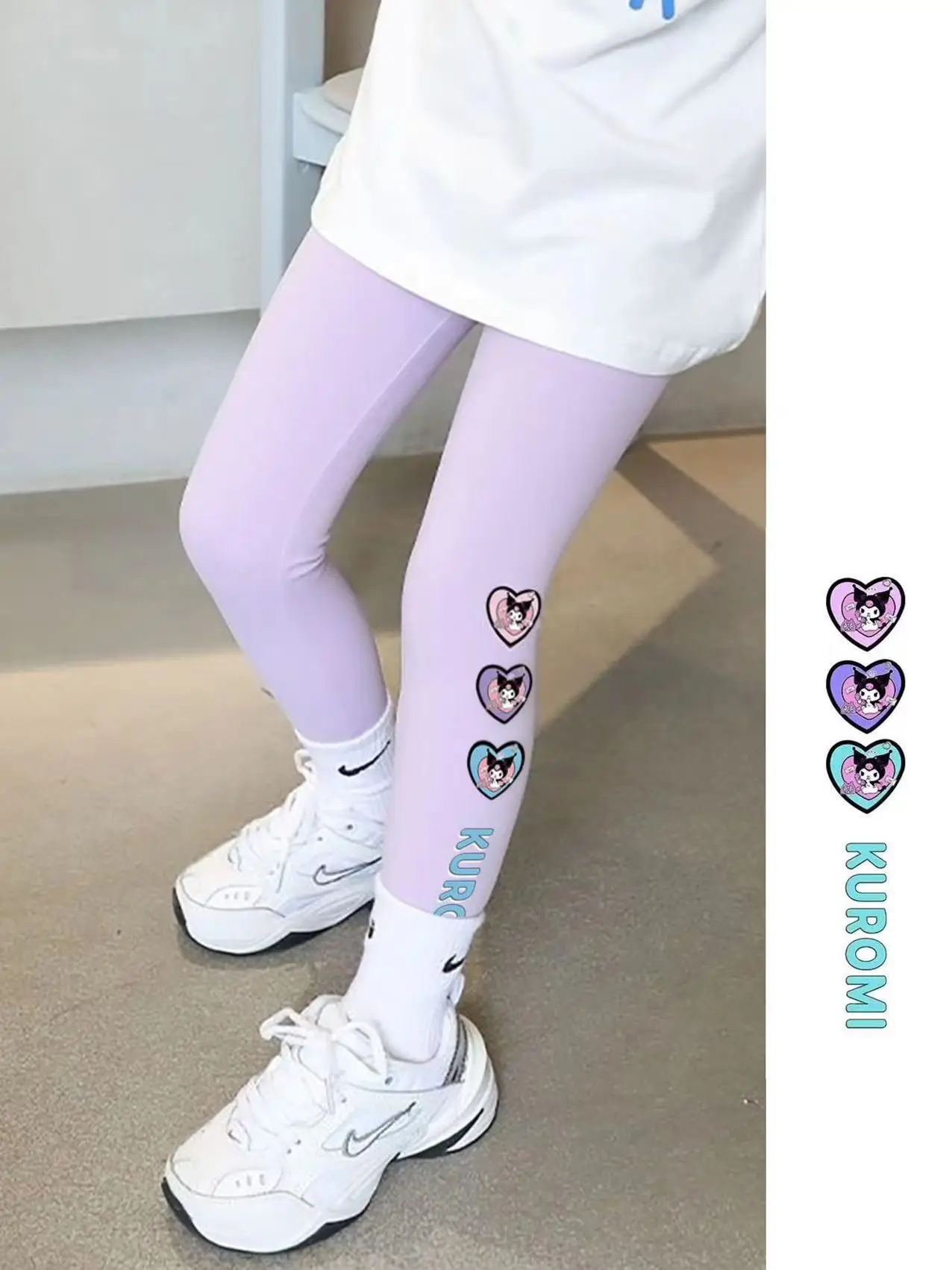 

Spring Girls for Kuromi Leggings Cotton Trousers Kids Pants Girls Pants Skinny Print Cartoon Pattern Children Leggings Trousers
