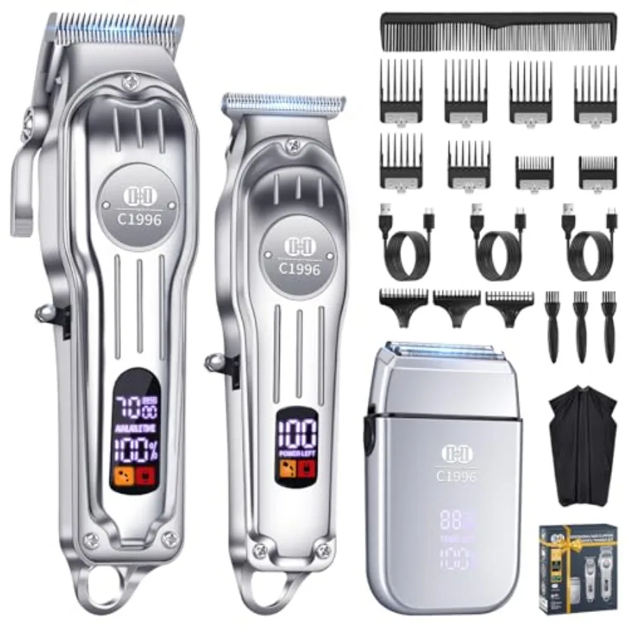

Mens Hair Clippers and Trimmers Set Professional Cordless Barber Clippers for Hair Cutting Kit Electric Razor Shavers and Beard