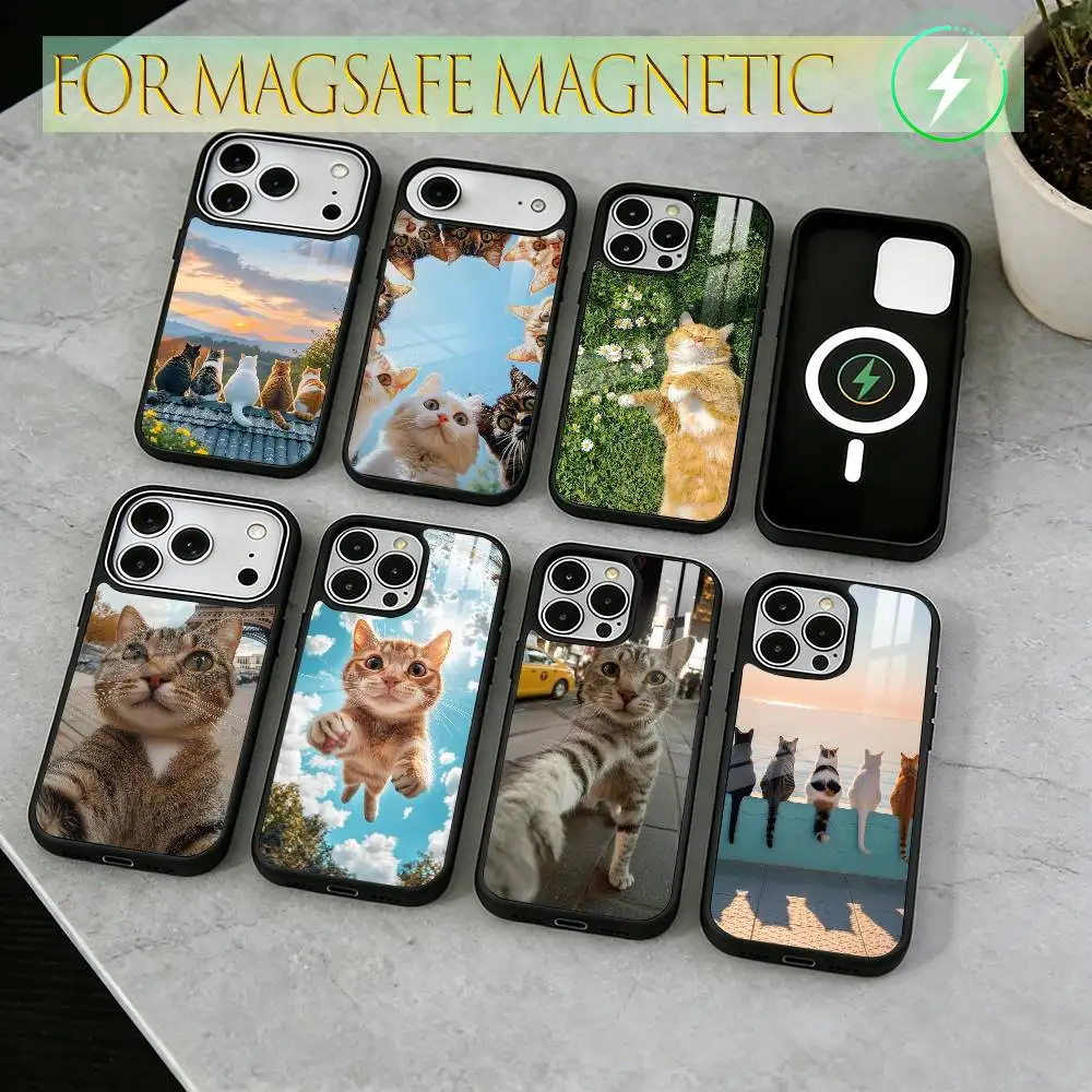 

Cat Phone Case For iPhone17,16,15,14,13,12,11 Plus,Pro Magnetic with Magsafe Wireless Charging