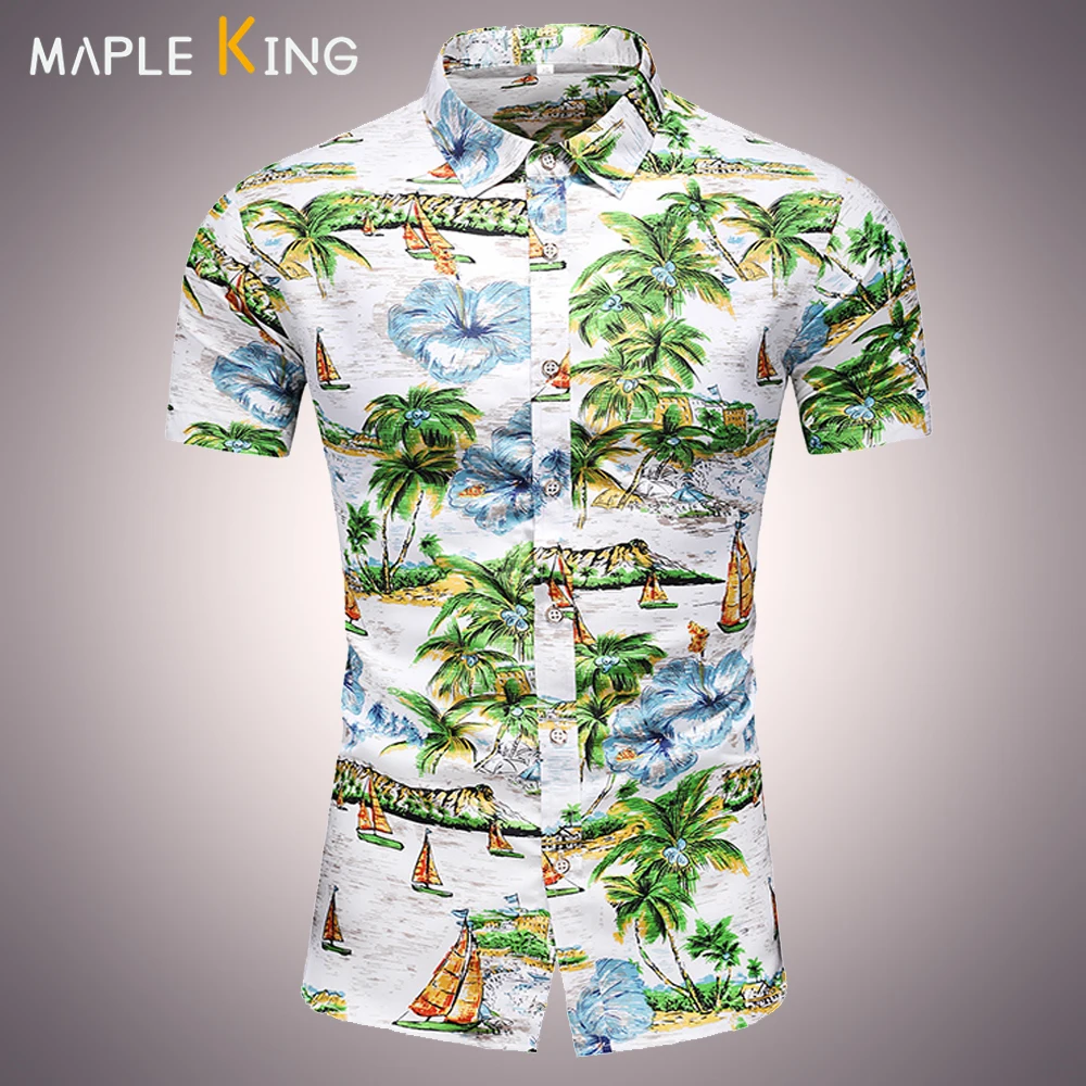 

Hawaiian Clothes for Men Summer Shirts 2023 Vintage Coconut Tree Print Short Sleeve Chemise Fleurs Homme Mens Streetwear Blouses