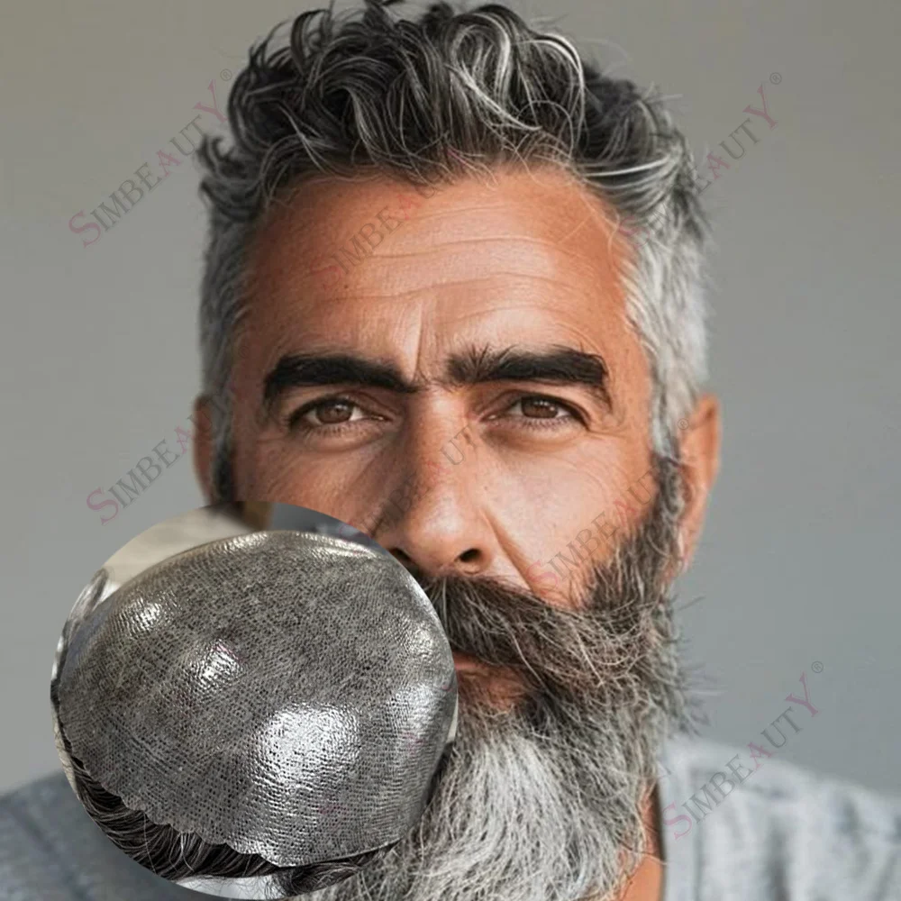 วิกผมผู้ชาย ผมแท้แบบอินเดีย เรมี่  ฐาน PU บางเฉียบ 0.1 มม. แบบฉีด  สีดำเทา 1B40 1B50 1B80 สำหรับผู้สูงอายุ