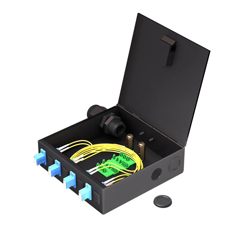 

Haina 4 Port Fiber Optic Terminal Box FTTH LC 4 core single mode flange pigtail LSZH Rail type ROHS certification high density