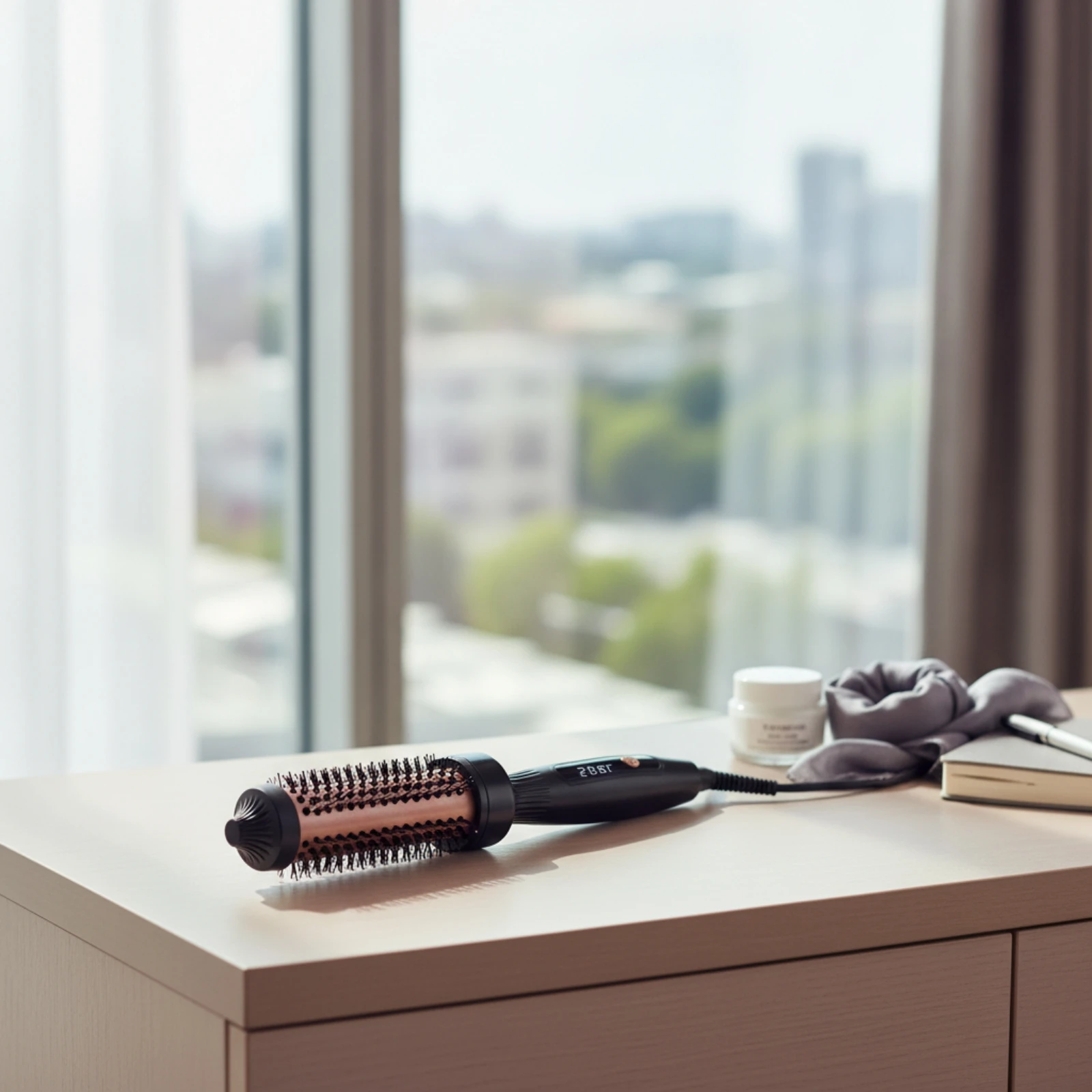 Heated Styling Comb Fast-Heating Styling Comb with LCD Display Hot Round Brush Anti-Frizz Heated Round Brush Salon-Quality