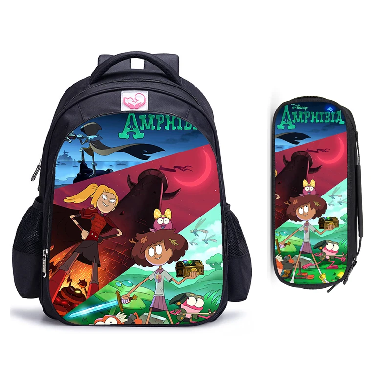 Imagem -02 - Polegada dos Desenhos Animados Disney Amphibia Mochila Menino Menina Escola Bolsas de Ombro Estudante Crianças Escola Bolsas Faculdade 16