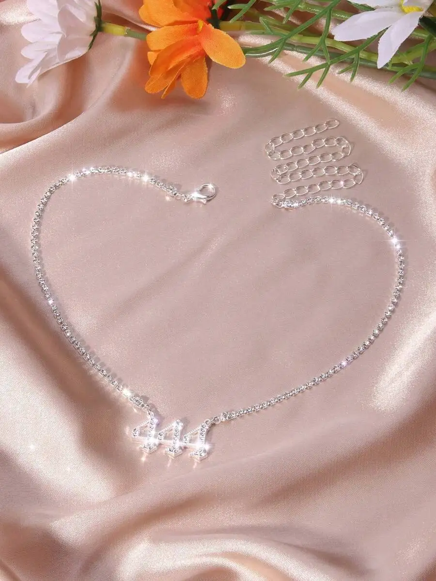 

Rhinestone Number Charm Pendant Necklace For Women