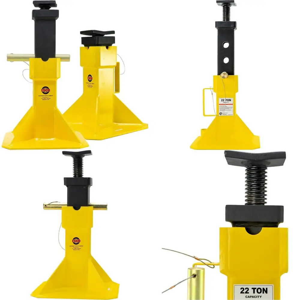 

Heavy Duty 22 Ton Jack Support Stands with Adjustable Threaded Post, Pair for Heavy Equipment