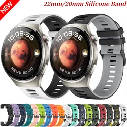 22mm 20mm Silicone Strap for Huawei Watch 4 Pro Bracelet GT2 2e GT3 Pro Belt for Amazfit GTS4 Mini/GTR4/Samsung Watch 6/5/4 Band
